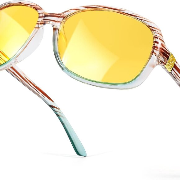 Night Driving Glasses Women Polarized Anti-Glare Yellow Lenses UV400 - Picture 1 of 7